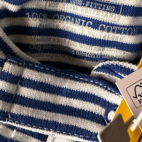 Two Infant 100 % organic cotton zip romper onesies mini stripe in blue NWT - Picture 3 of 7
